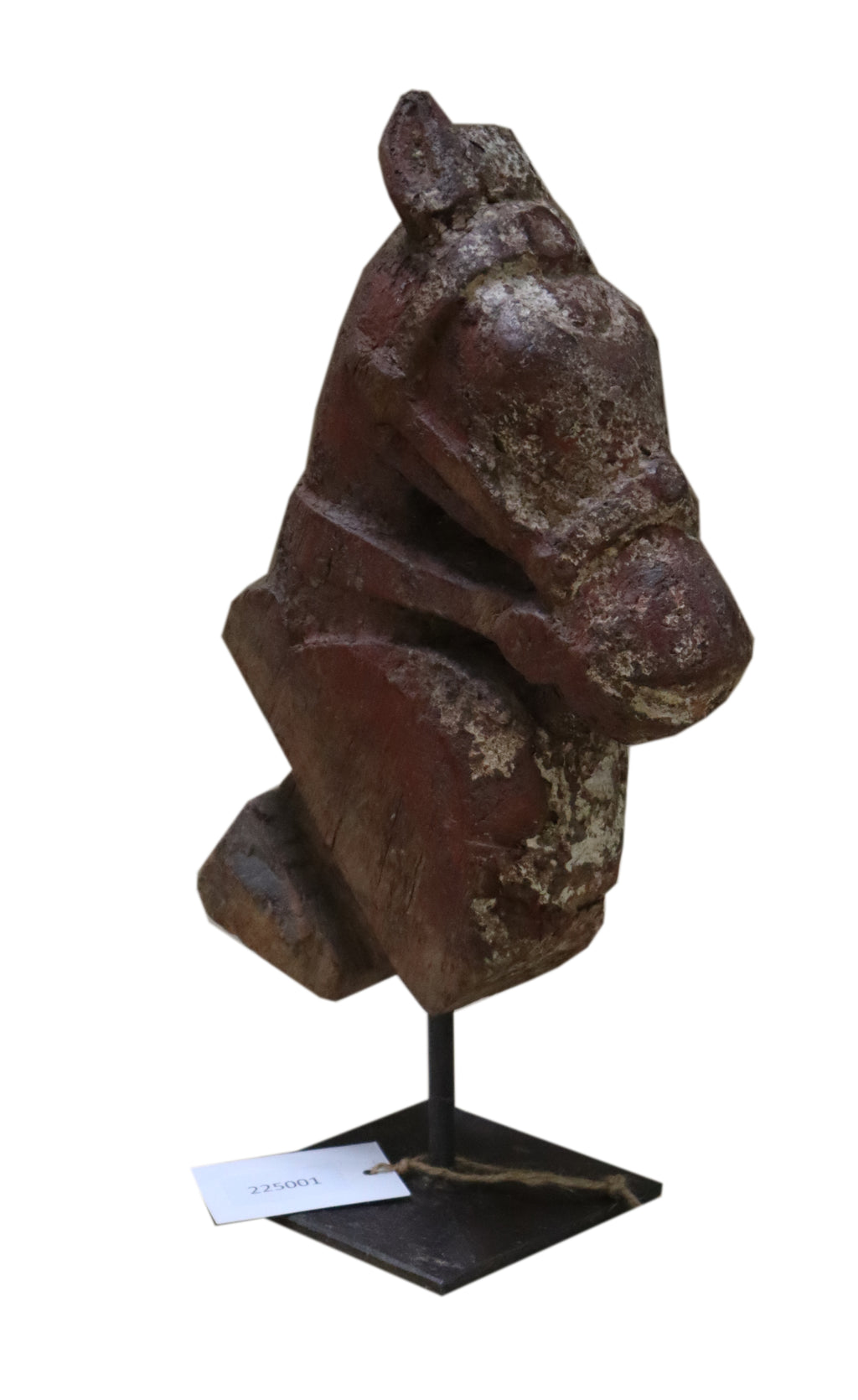 Tête de cheval ancienne sur socle – bois patiné