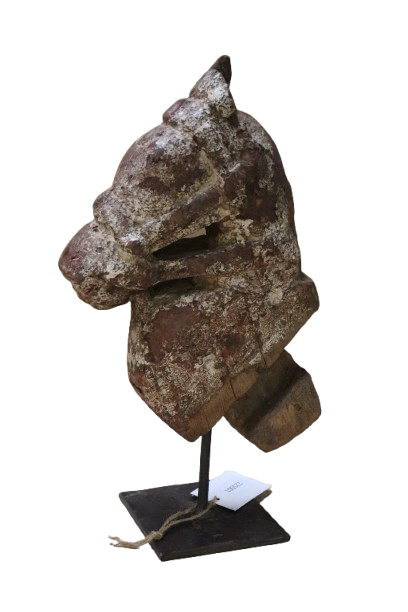 Tête de cheval ancienne sur socle – bois patiné