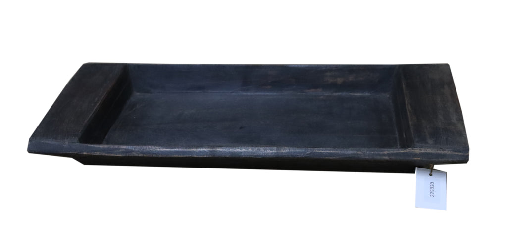Mangeoire ancienne en bois noir patiné