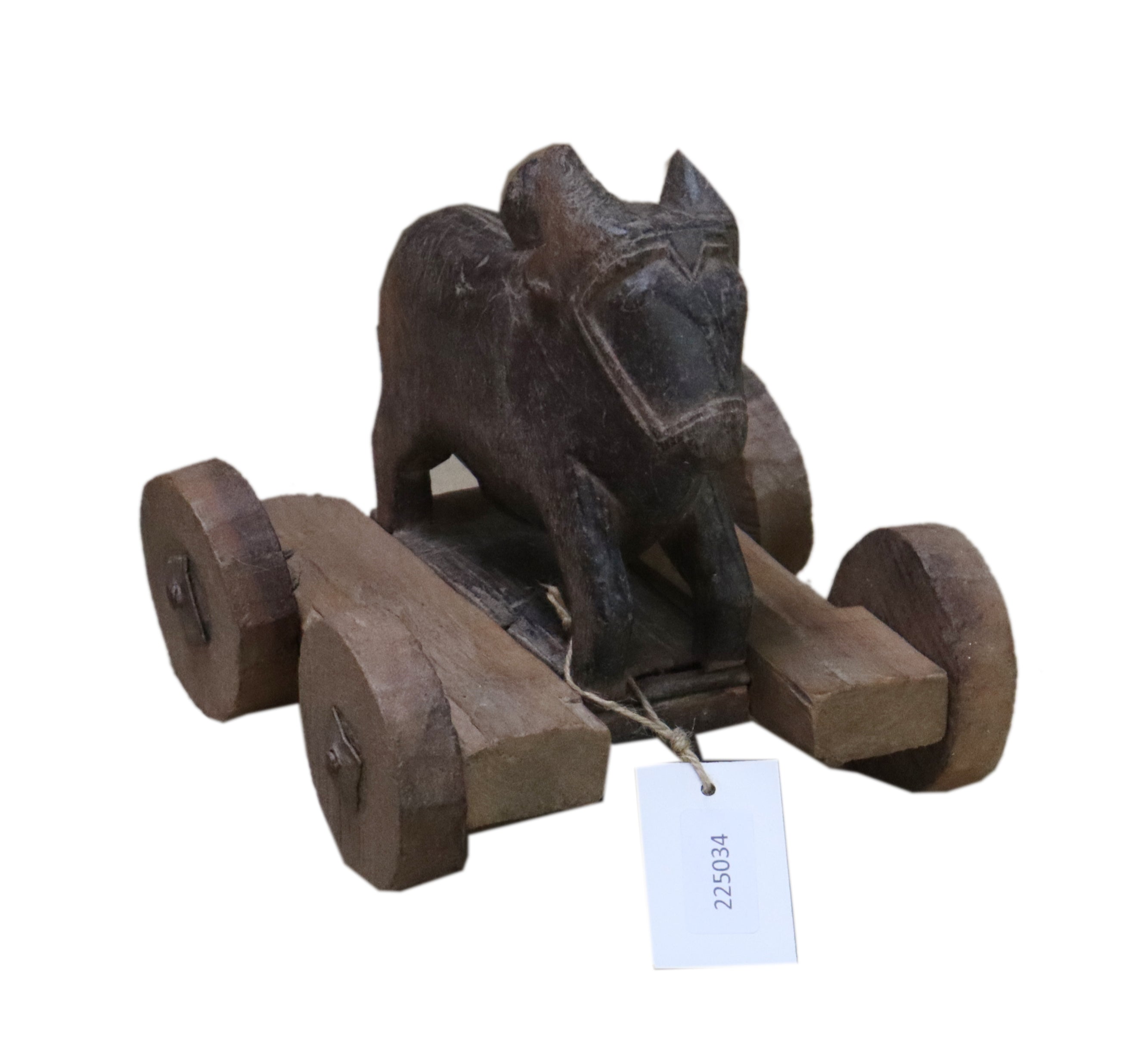 Cheval ancien sur roulettes en bois