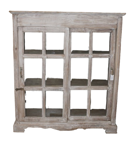 Vitrine ancienne en bois patiné