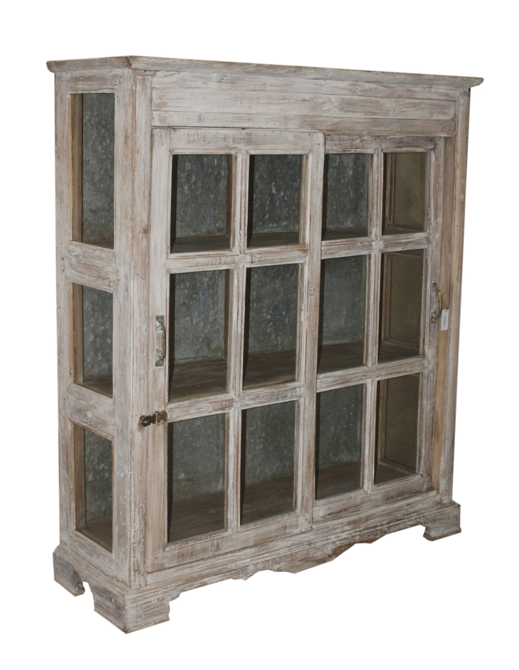 Vitrine ancienne en bois patiné
