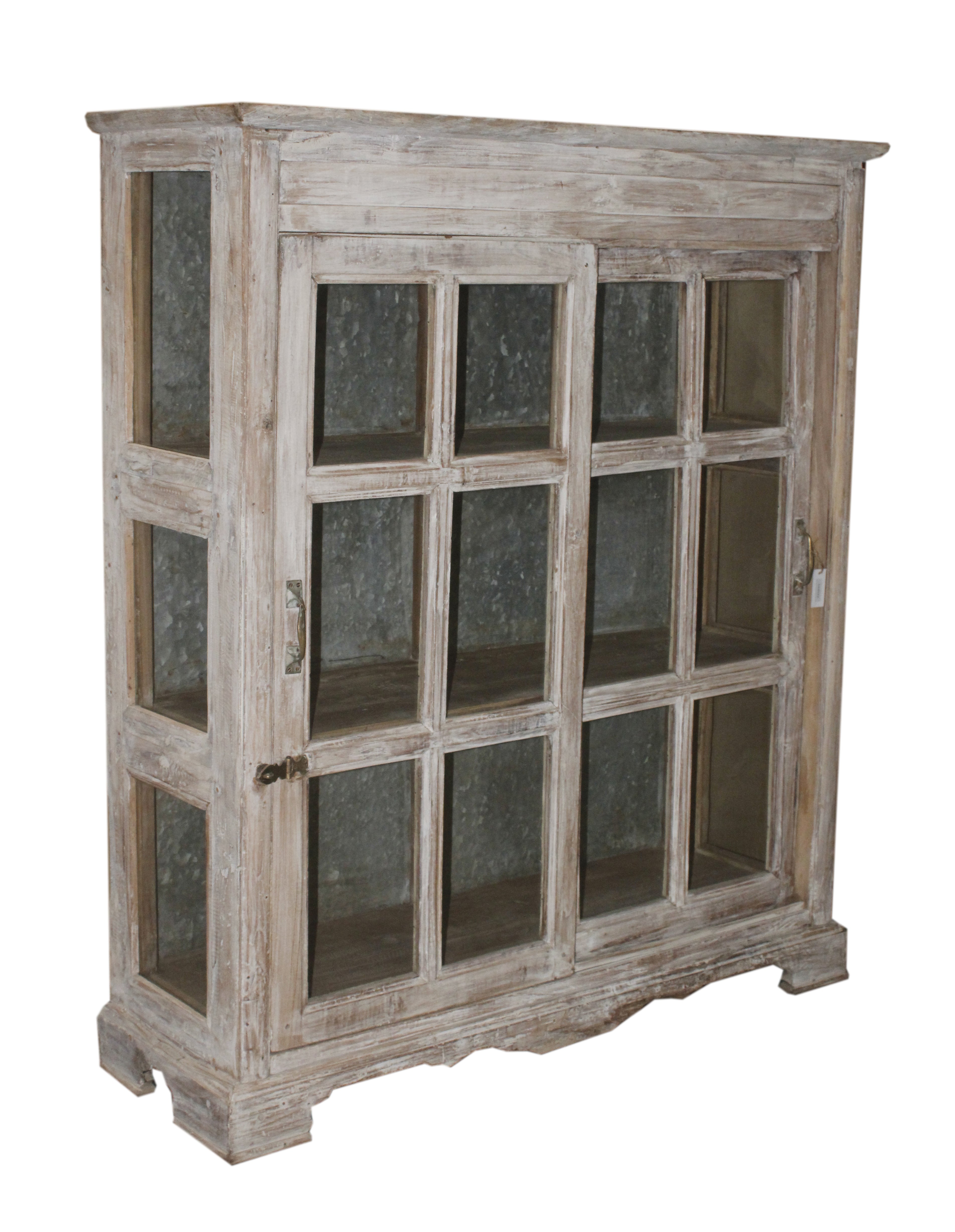 Vitrine ancienne en bois patiné