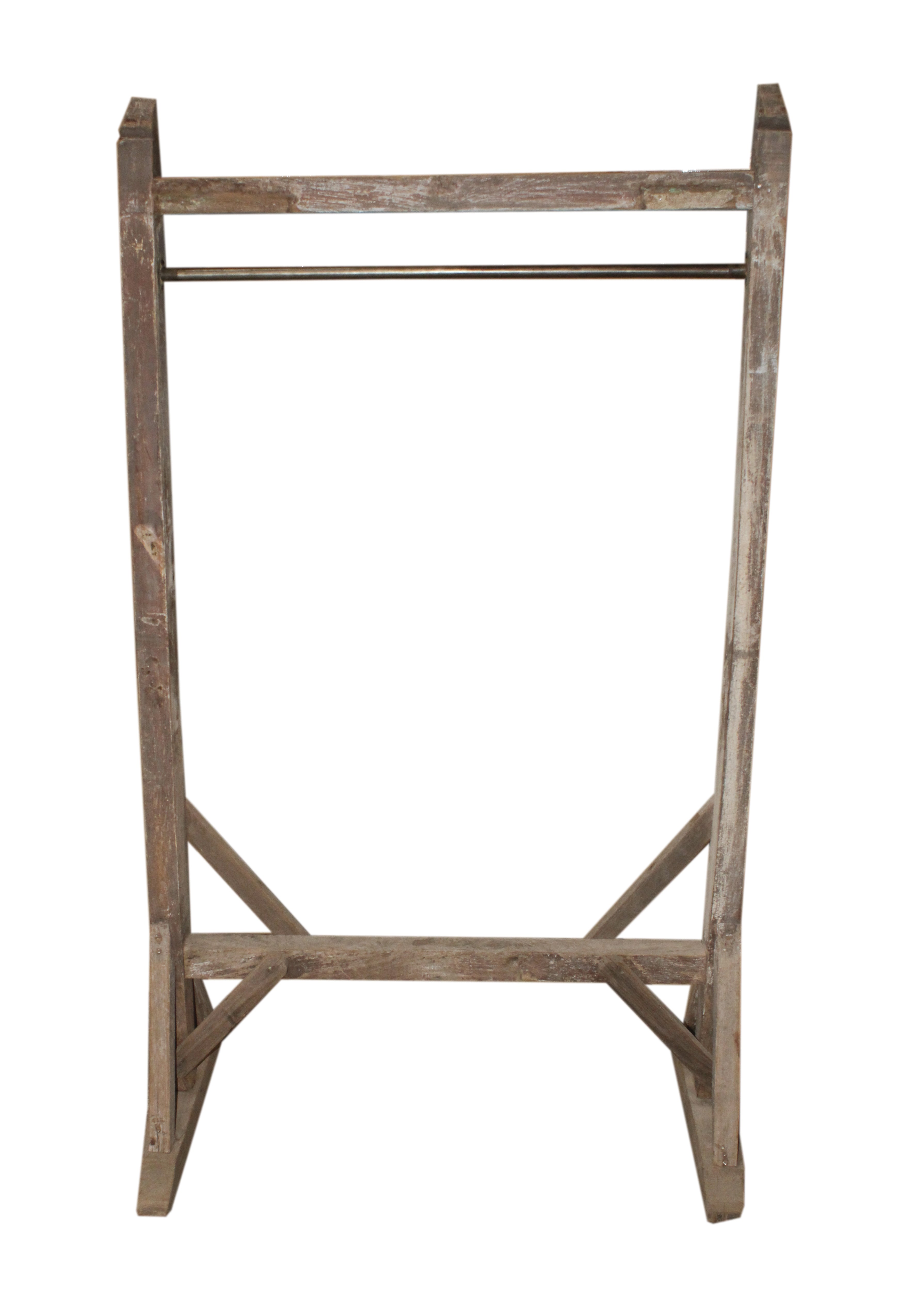 Porte-vêtements ancien en bois patiné