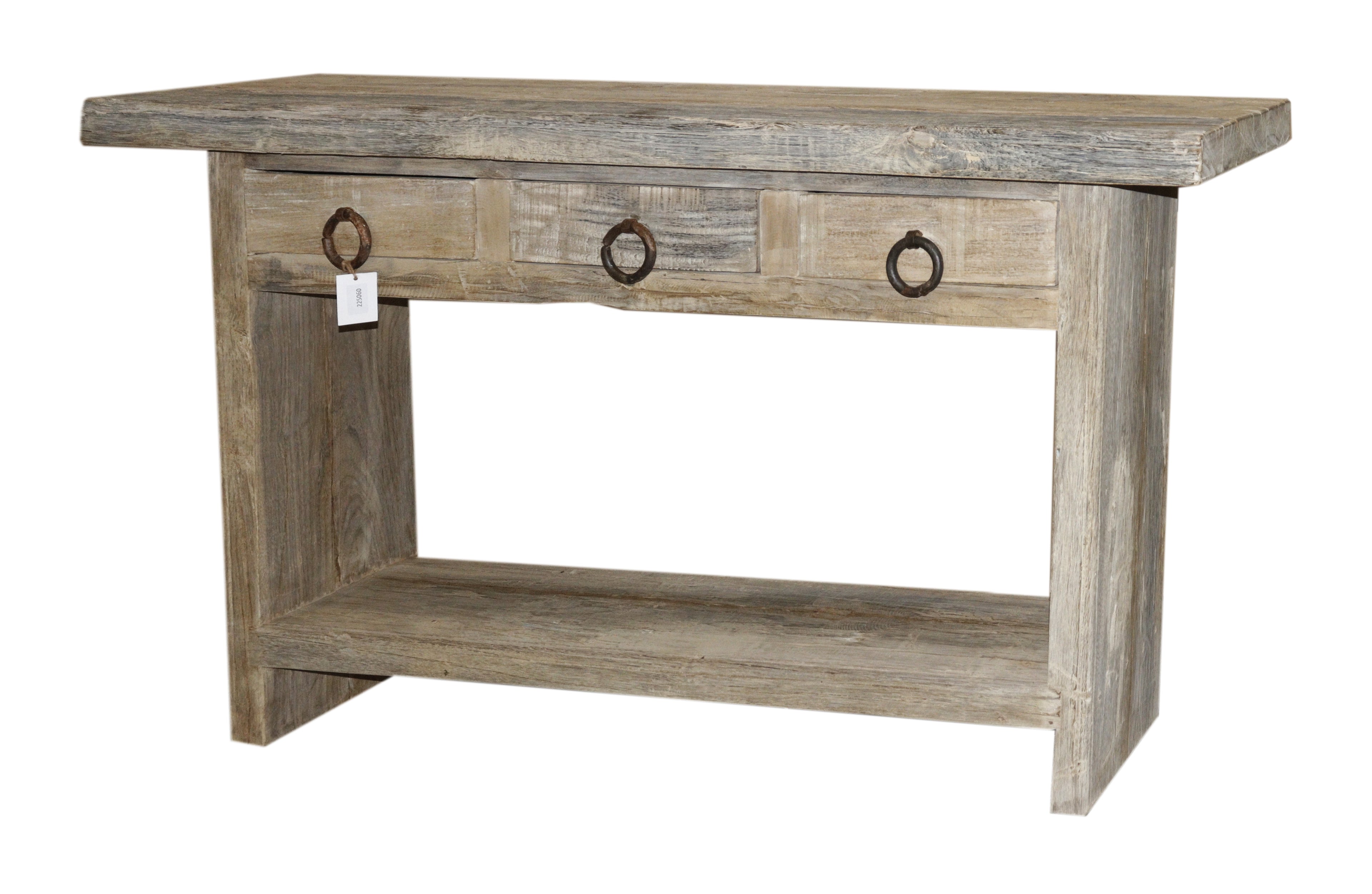 Console ancienne à tiroirs en bois patiné