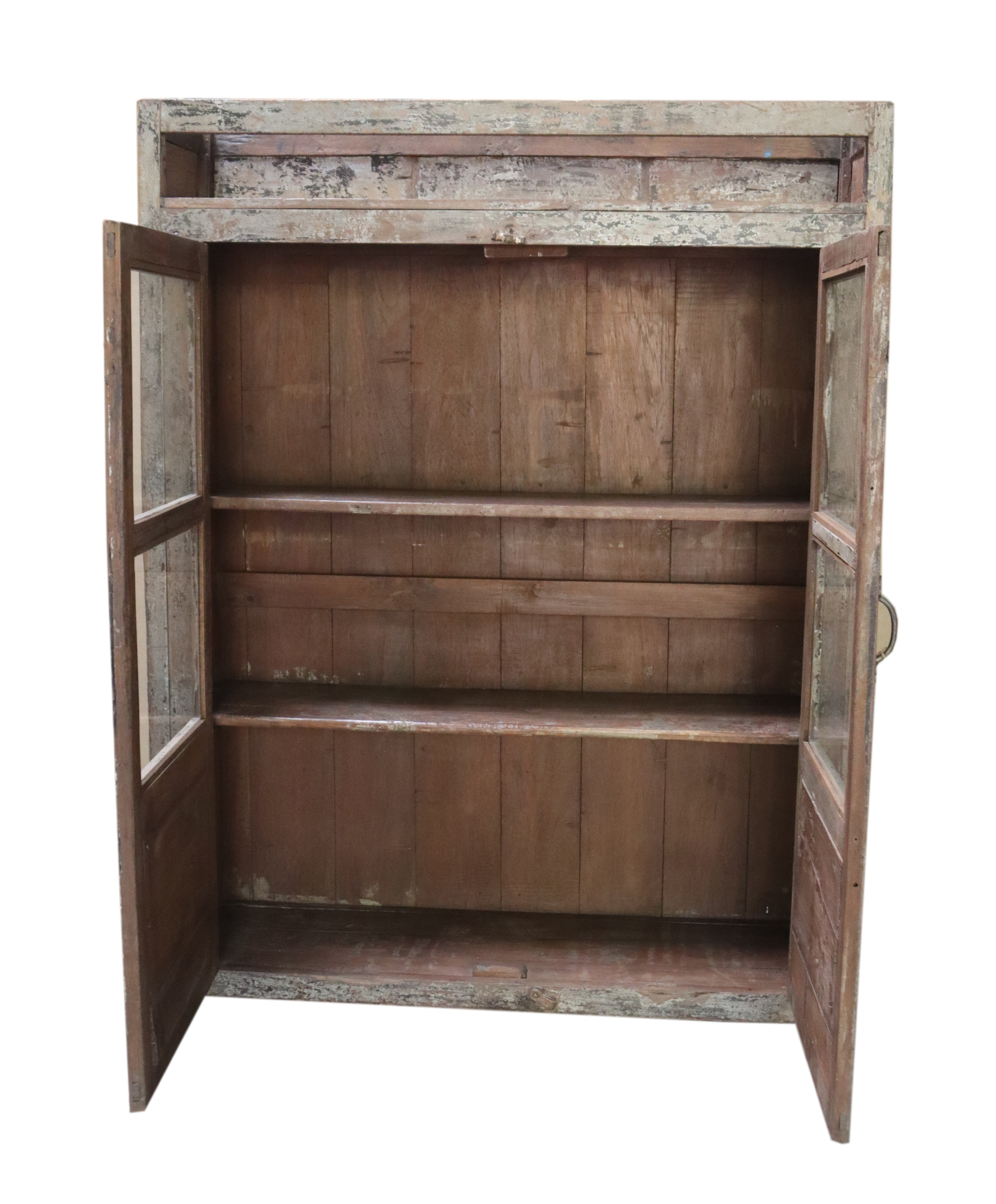 Vitrine ancienne en bois patiné
