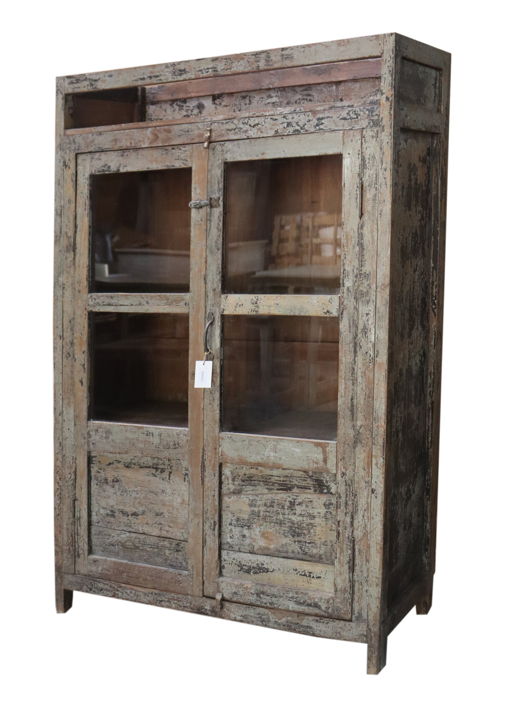 Vitrine ancienne en bois patiné