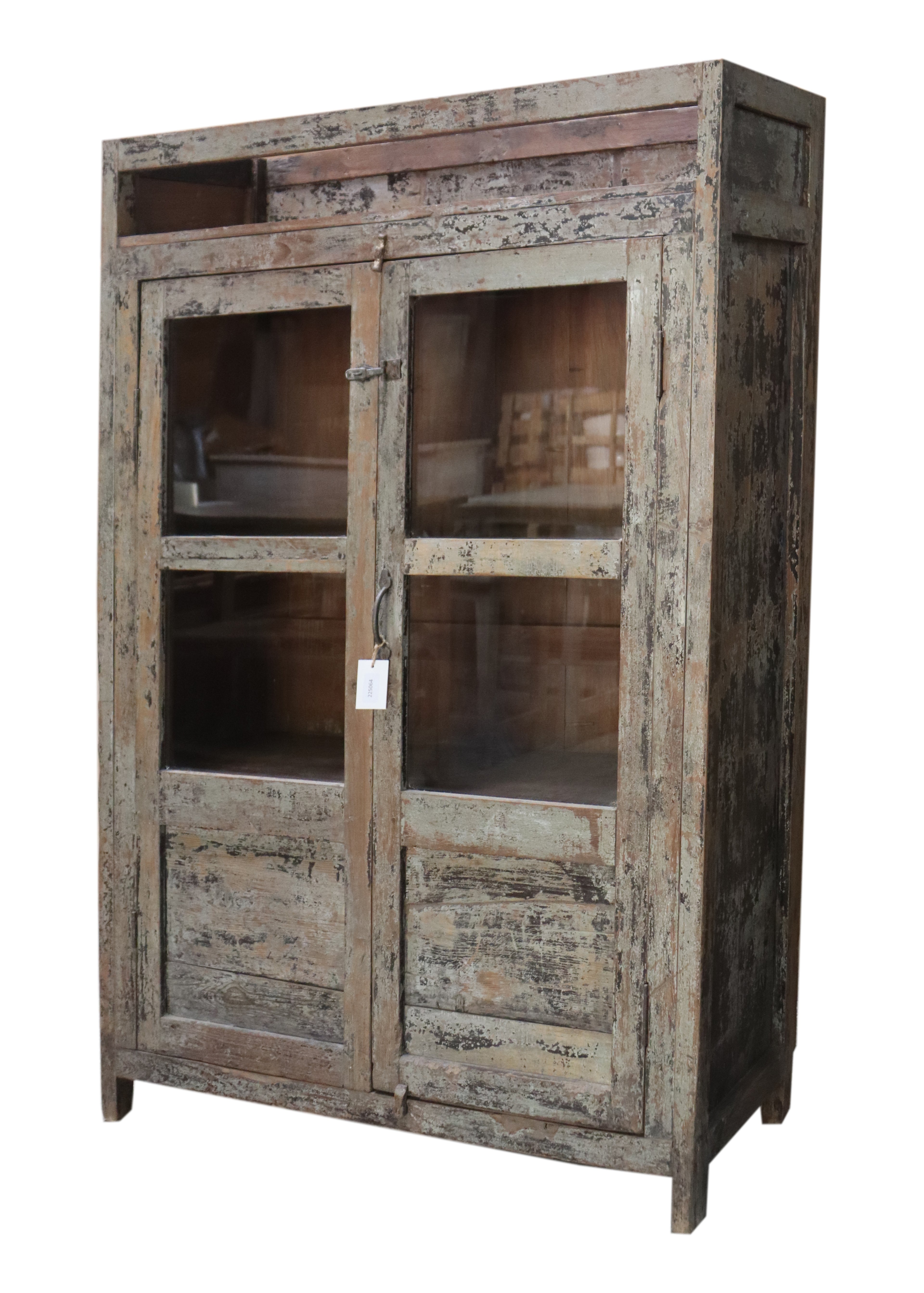 Vitrine ancienne en bois patiné