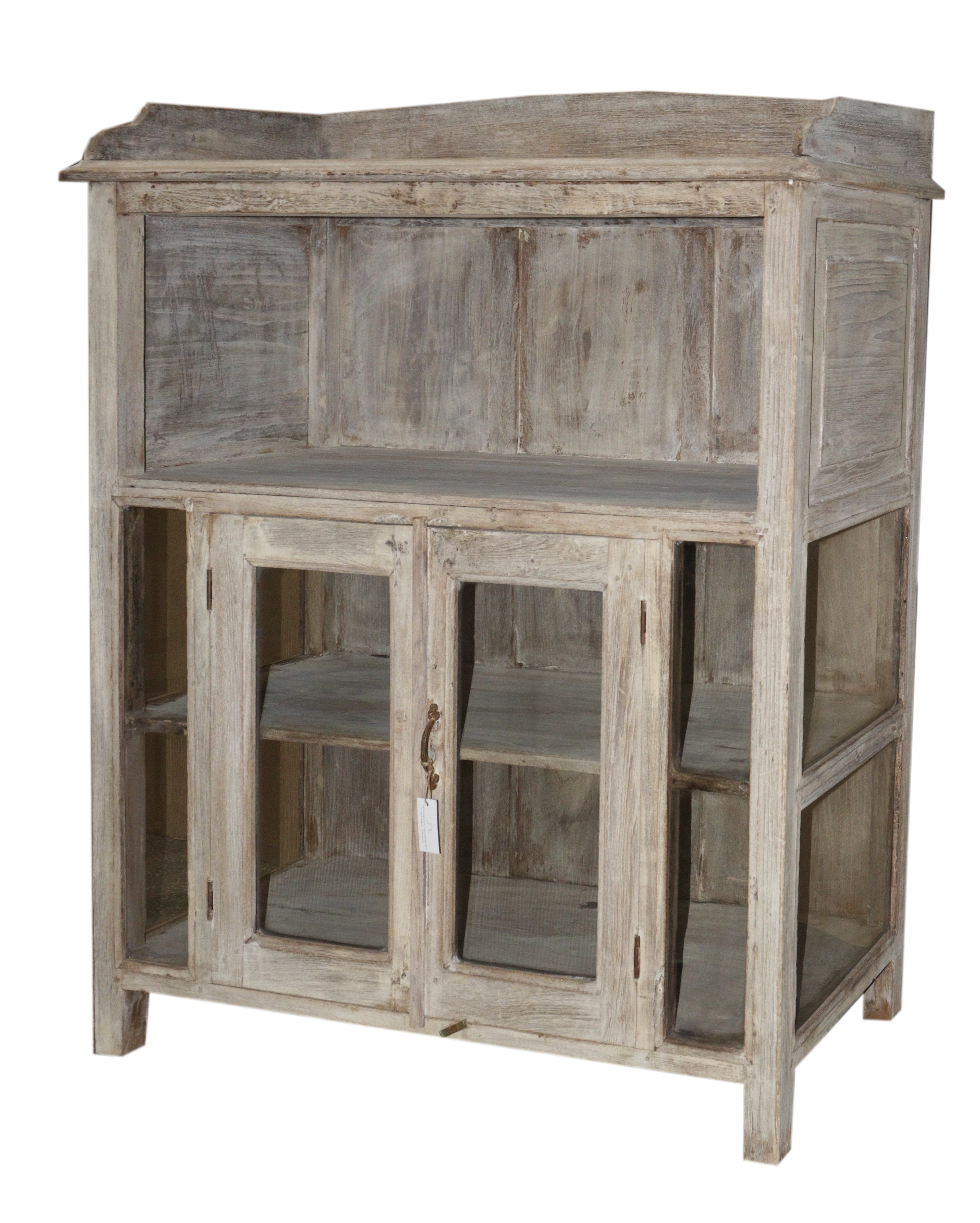 Vitrine ancienne en bois patiné