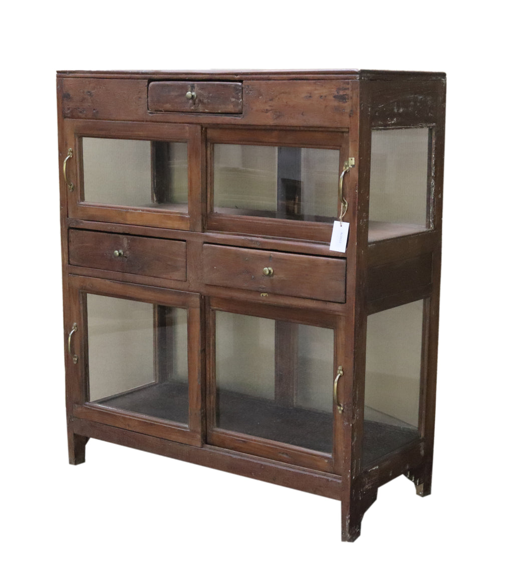 Vitrine ancienne en bois foncé