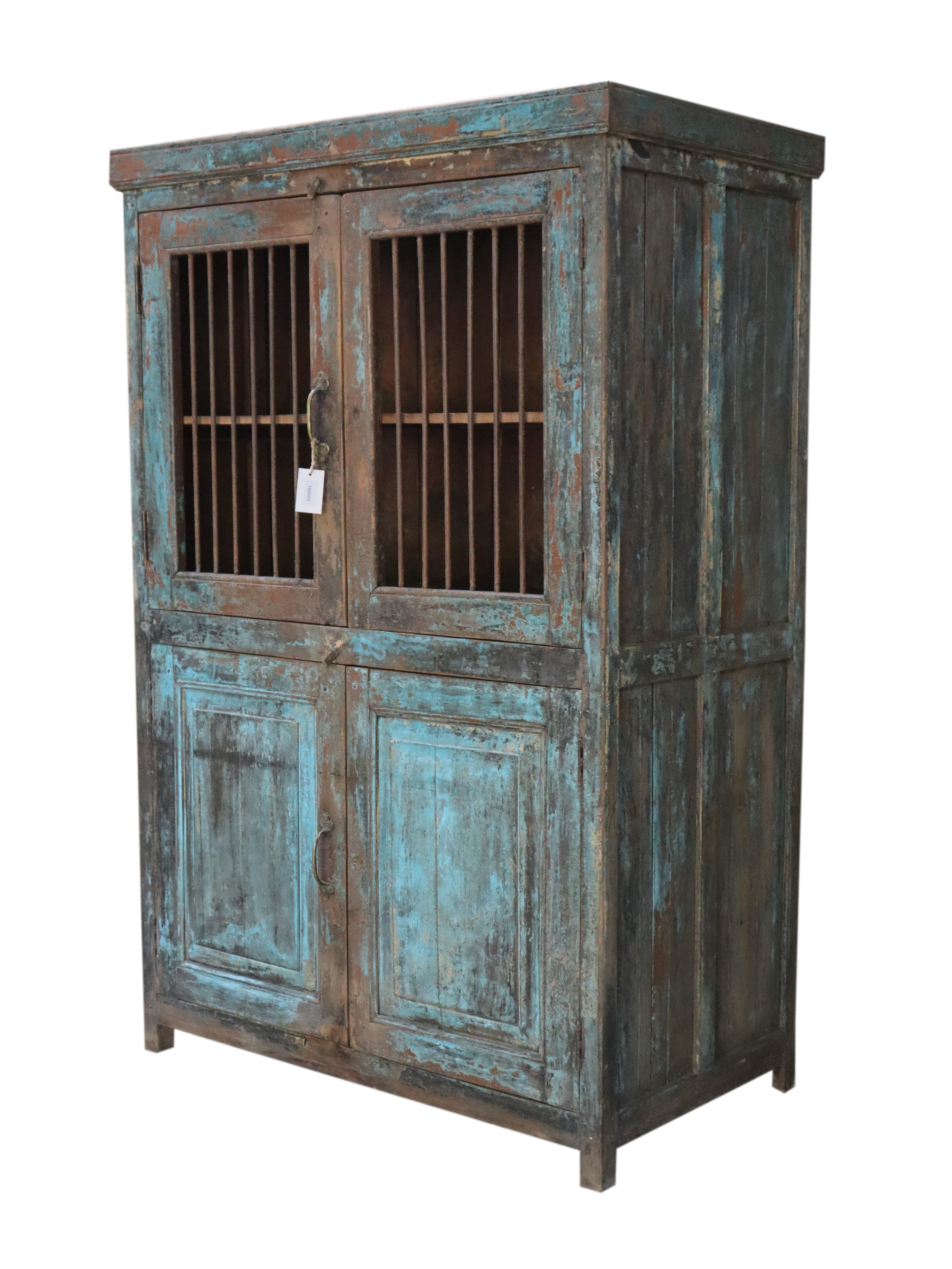 Vaisselier ancien turquoise patiné