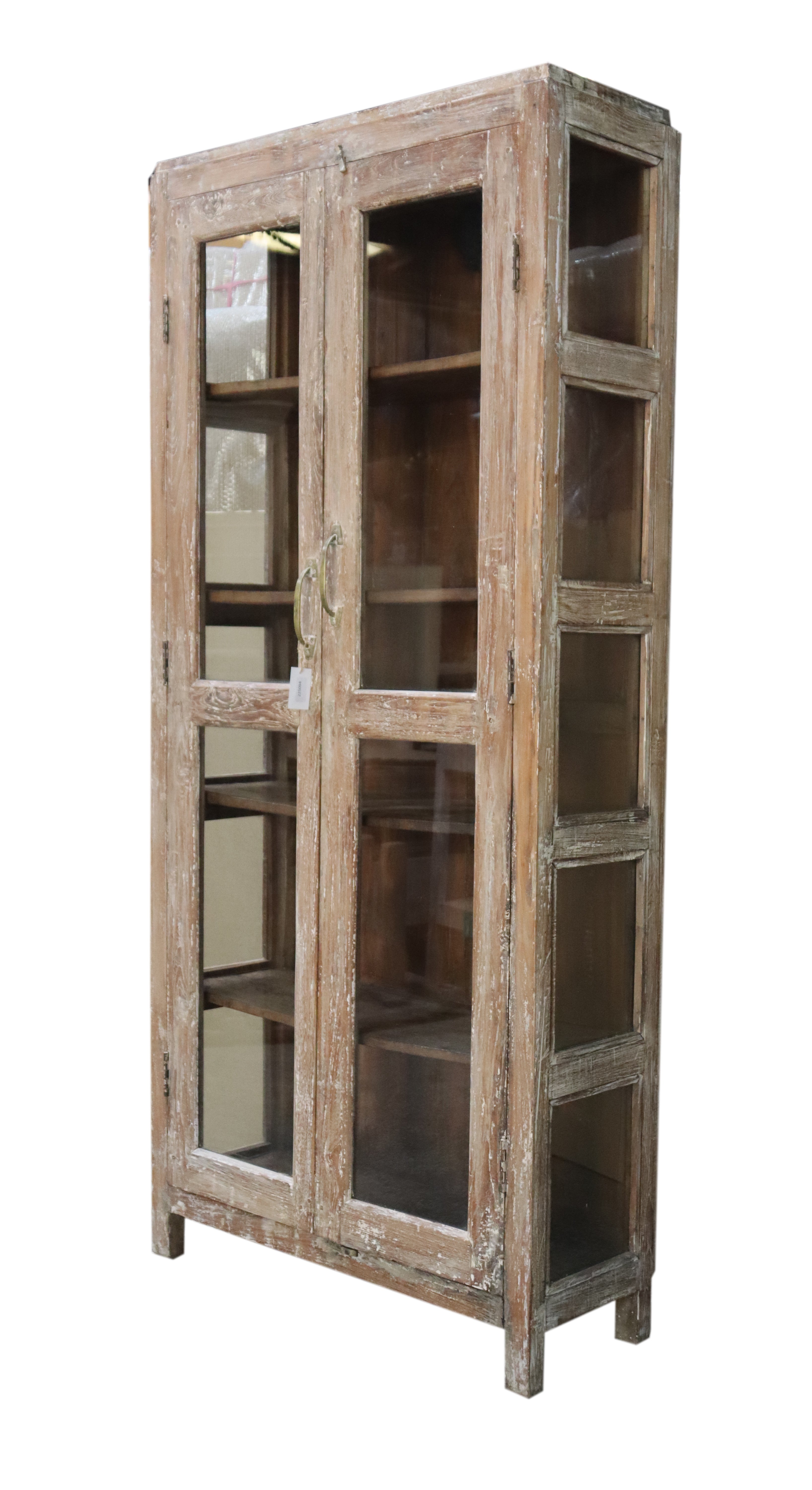 Vitrine ancienne en bois patiné clair