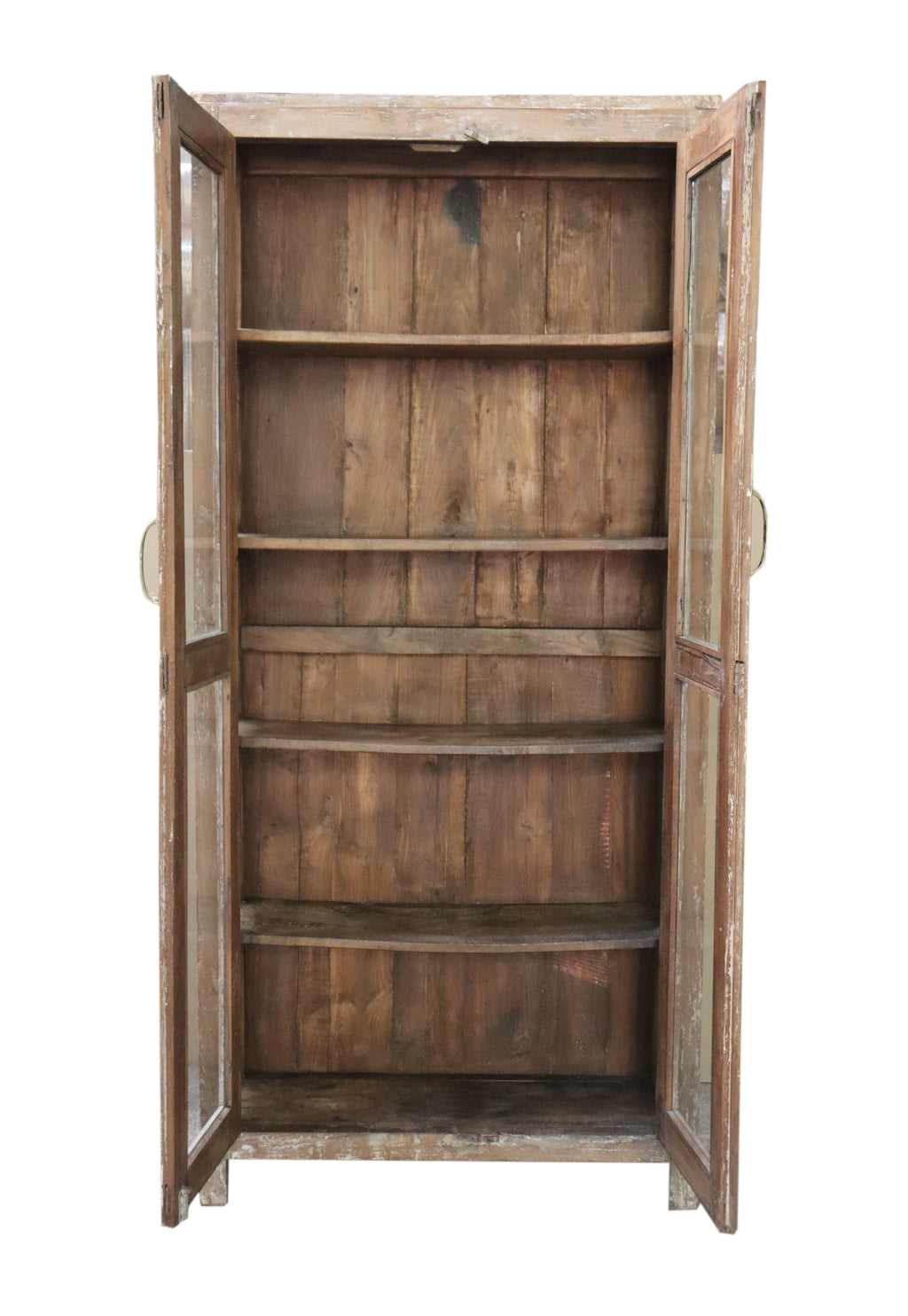 Vitrine ancienne en bois patiné clair