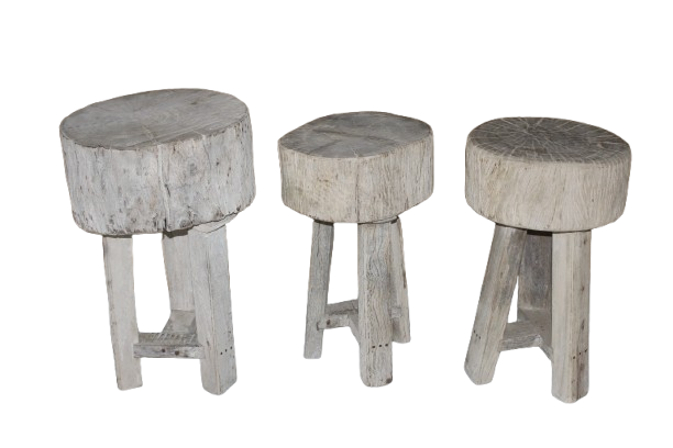 Tabouret ancien en bois massif