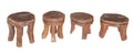 Tabouret ancien massif rond en bois foncé