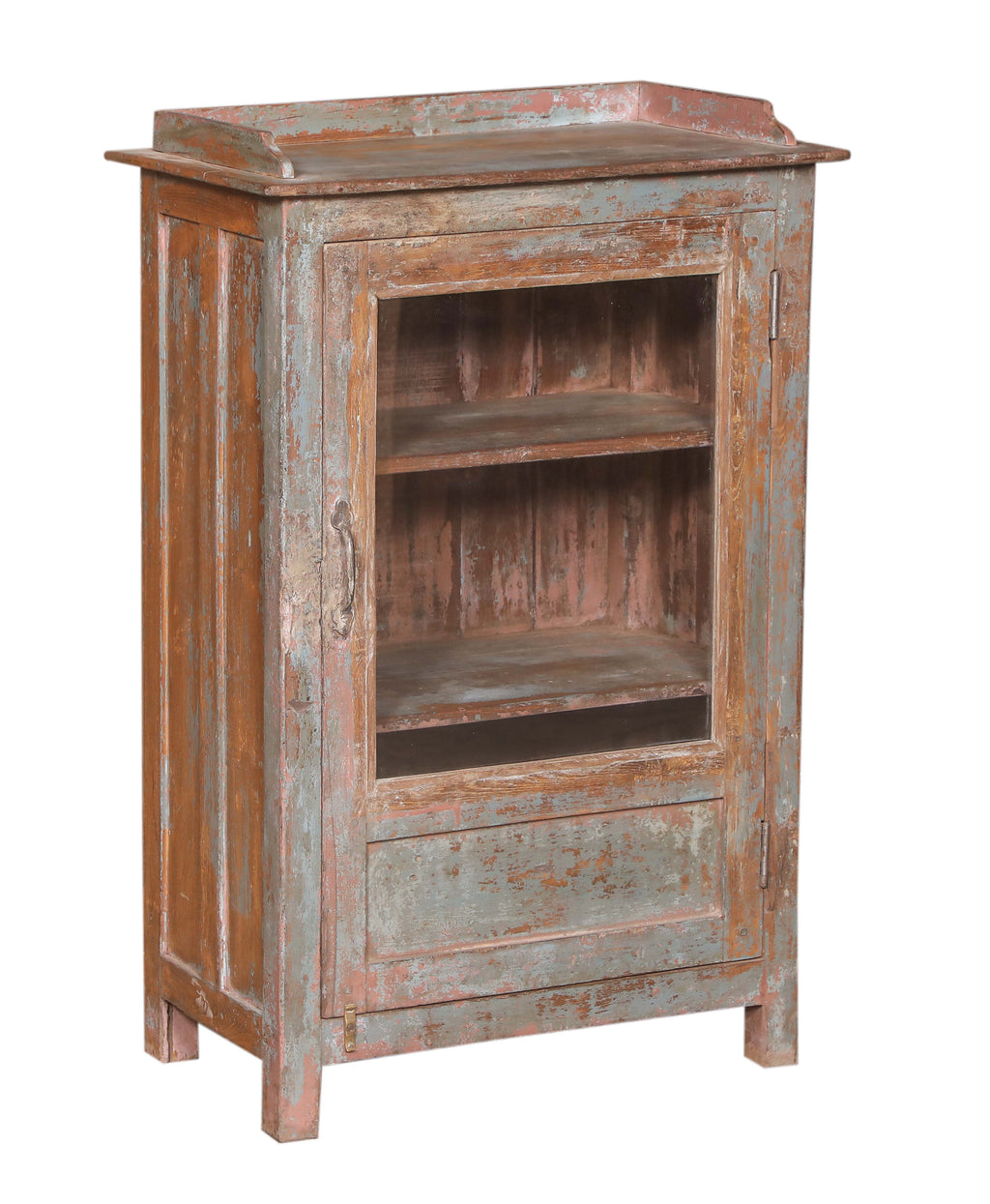 Petite vitrine ancienne en bois patiné