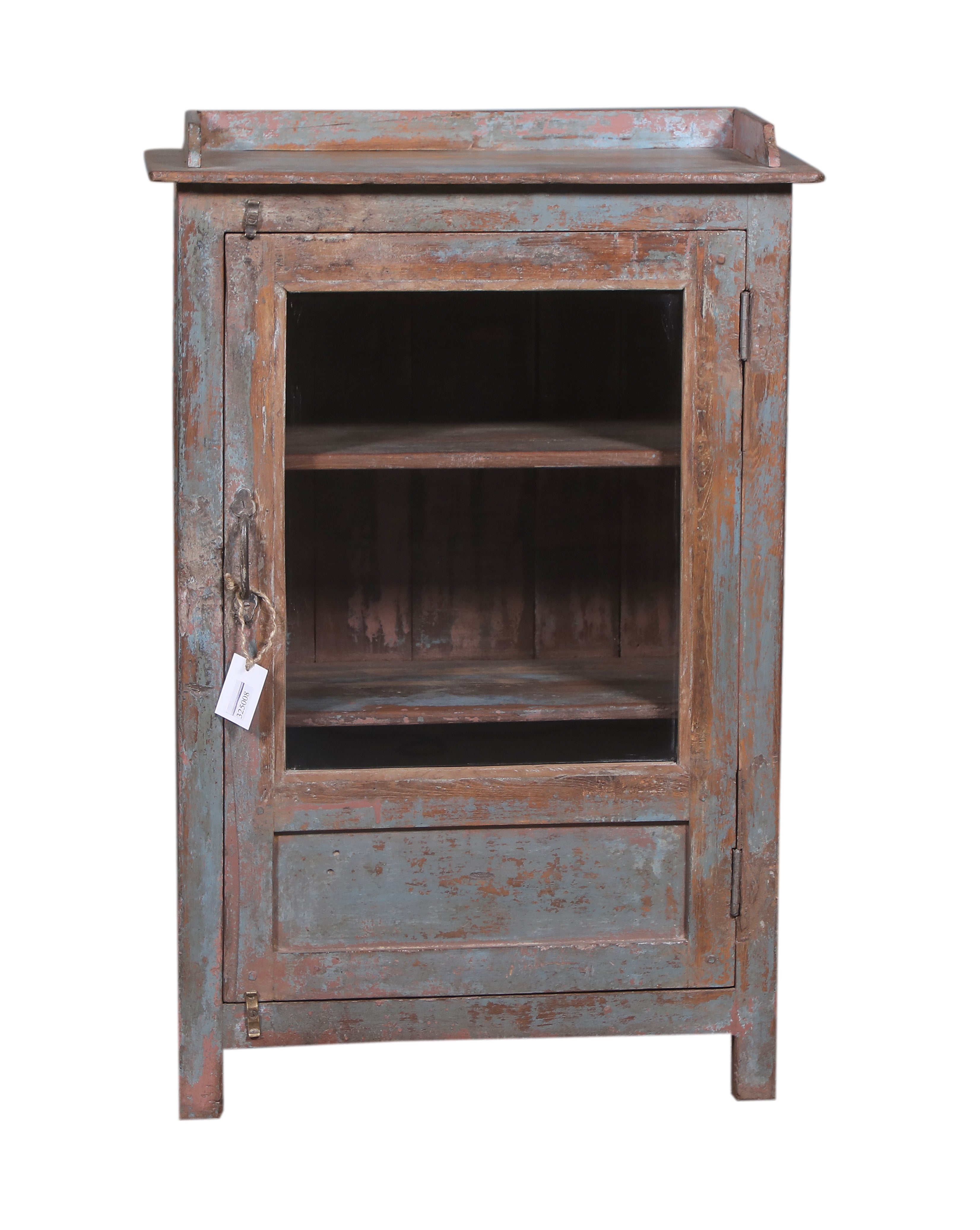 Petite vitrine ancienne en bois patiné