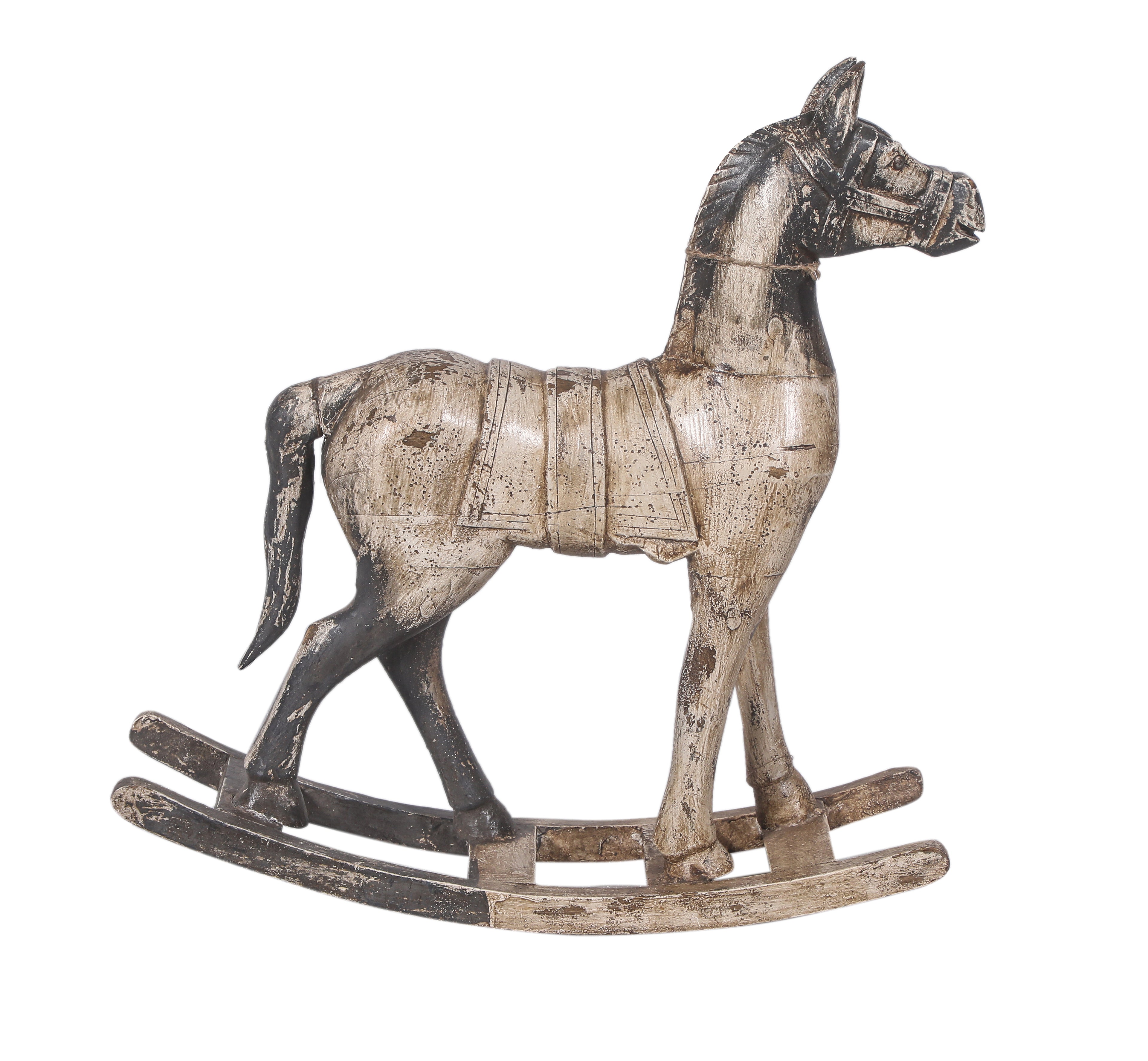 Cheval ancien à bascule en bois sculpté