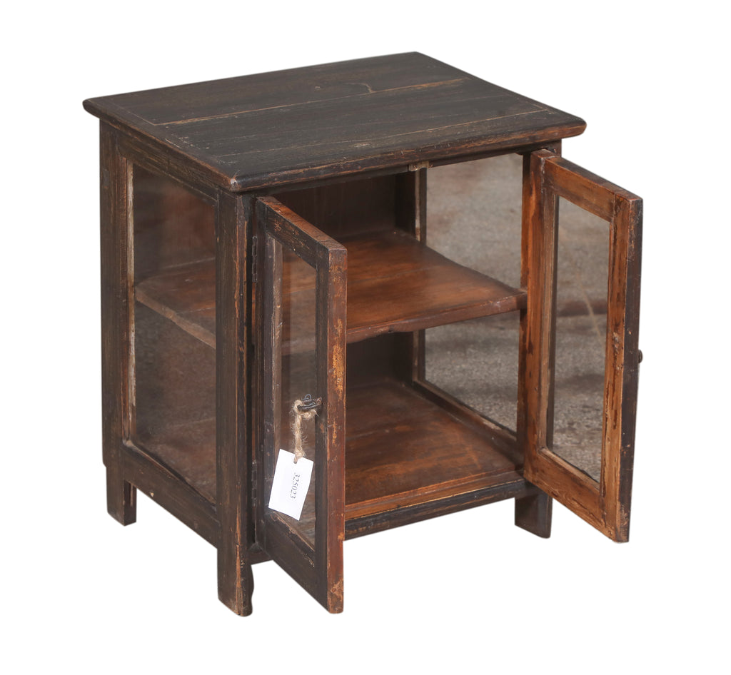 Petite vitrine ancienne en bois foncé
