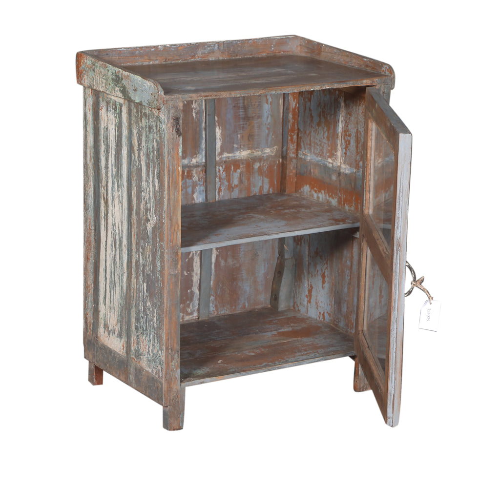 Petite vitrine ancienne en bois patiné