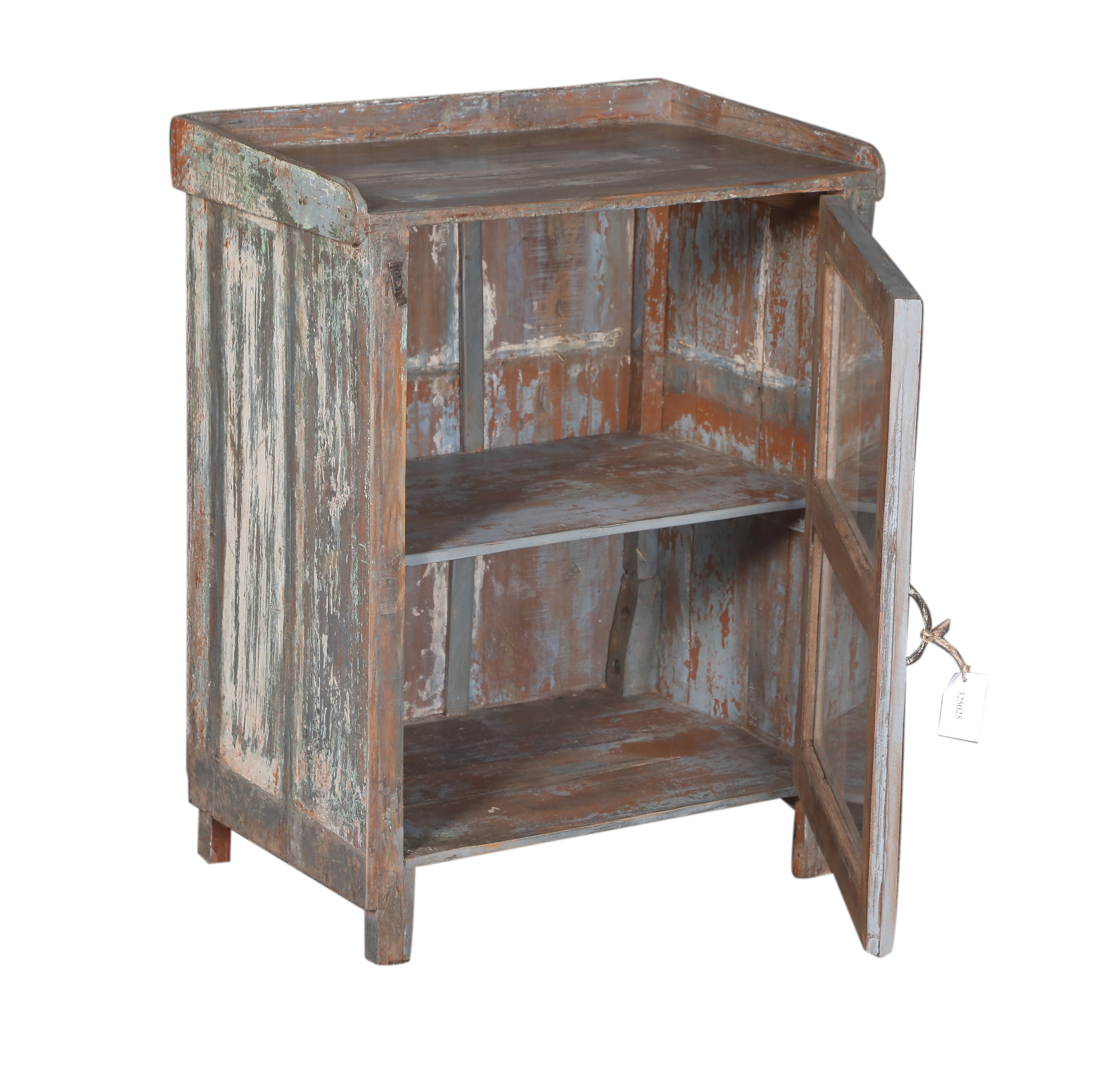 Petite vitrine ancienne en bois patiné