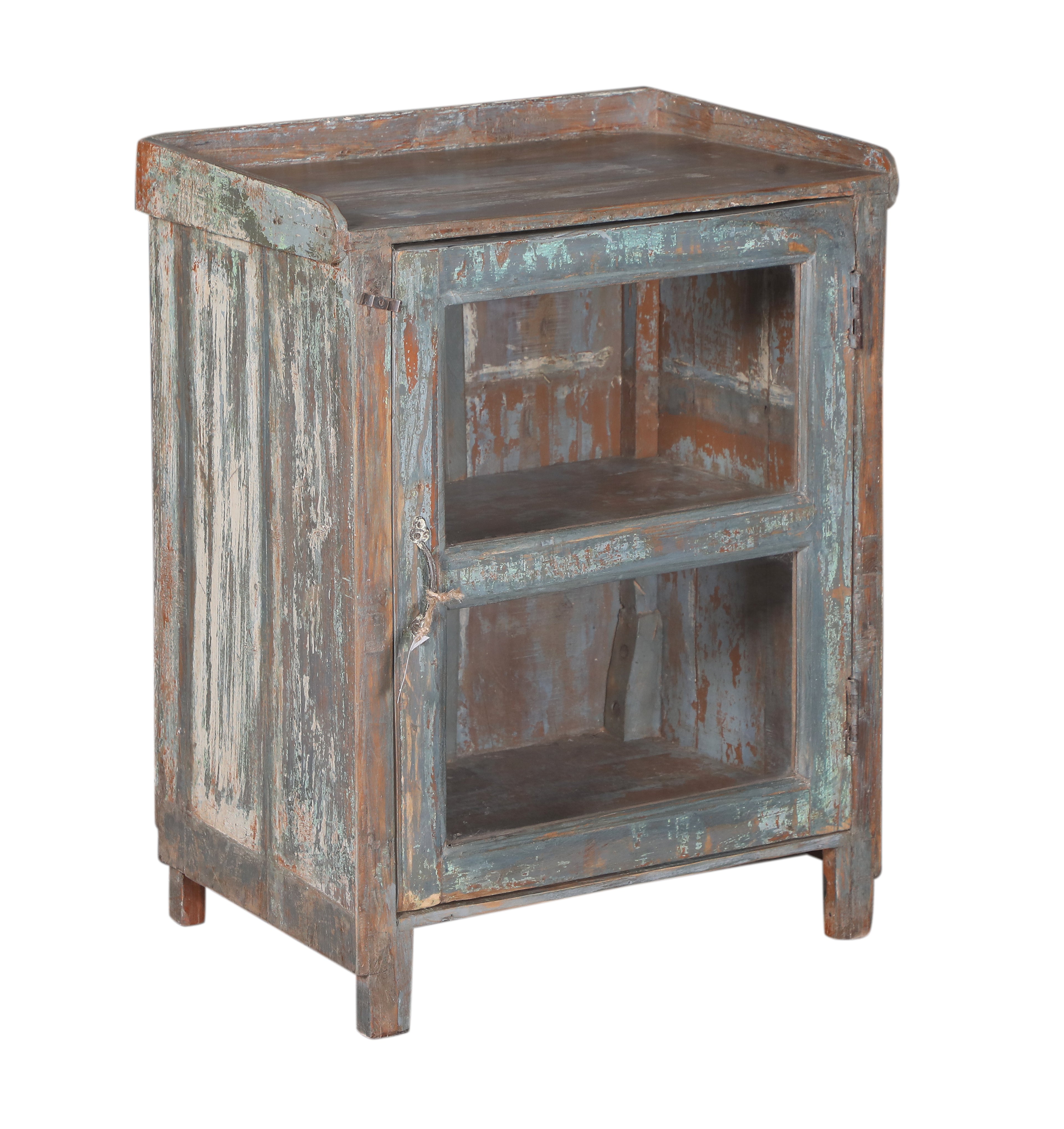 Petite vitrine ancienne en bois patiné