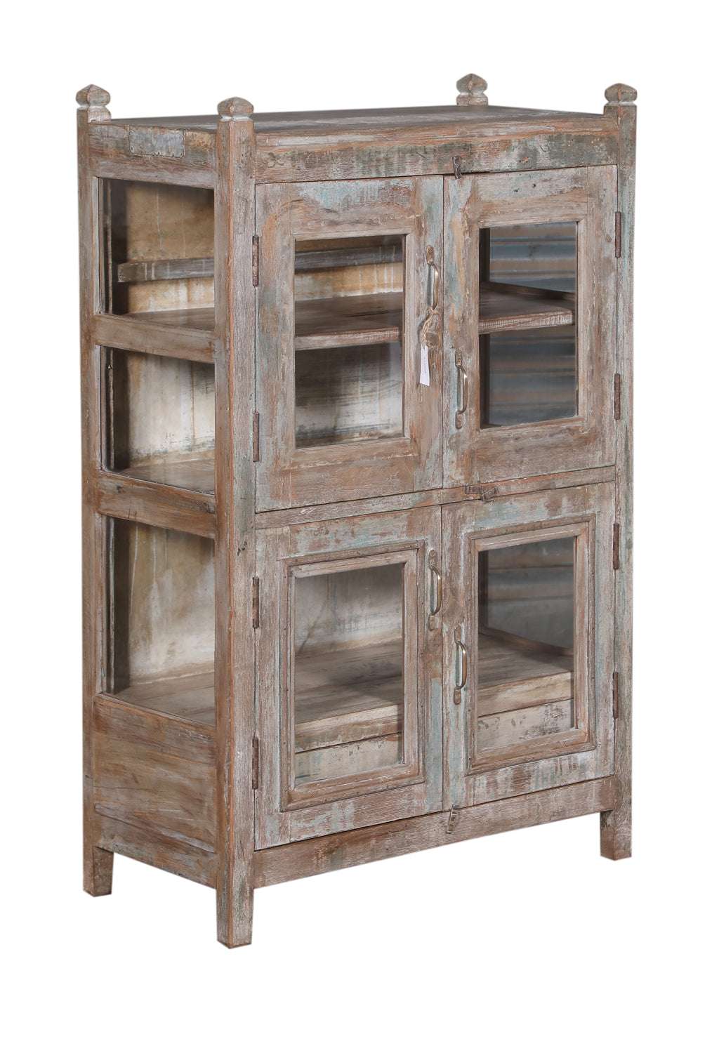 Vitrine ancienne en bois patiné – grand modèle