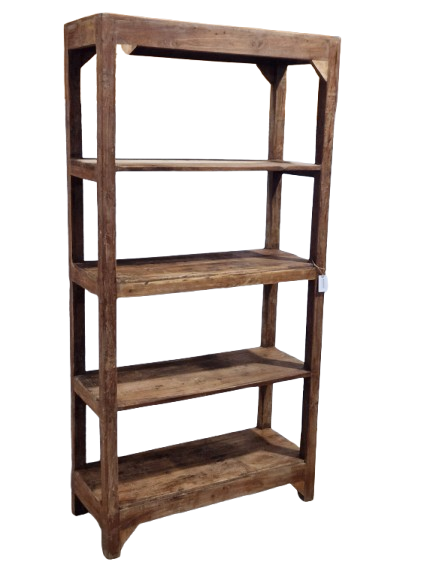 Grande étagère ancienne en bois à 5 niveaux