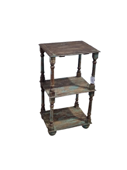 Étagère ancienne en bois patiné à 3 niveaux
