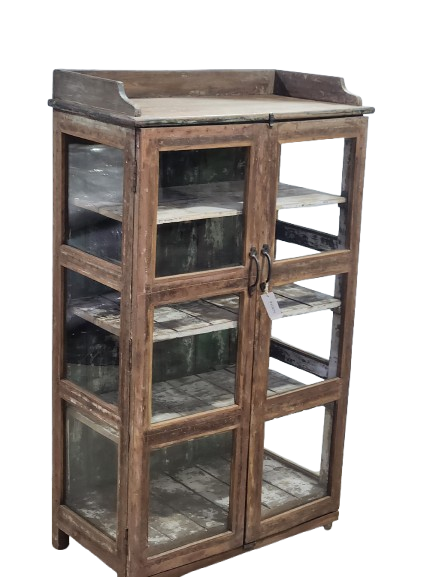 Vitrine ancienne en bois à double porte vitrée