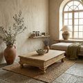 Table basse ancienne rectangulaire en bois massif