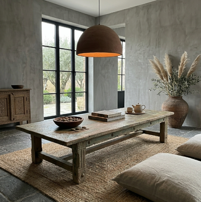 Table basse ancienne en bois massif – pièce unique