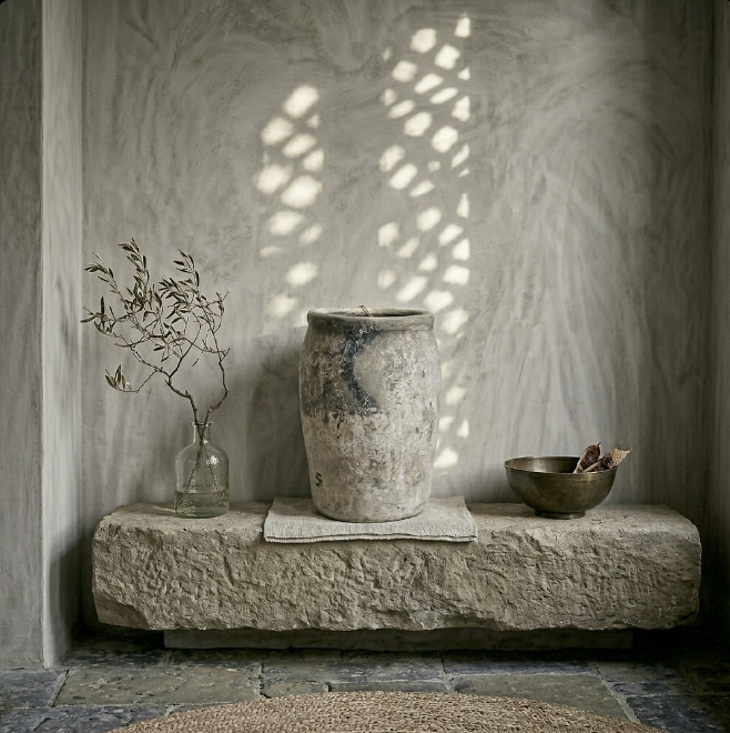 Petit pot ancien blanc minéral