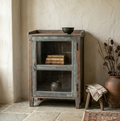 Petite vitrine ancienne en bois patiné