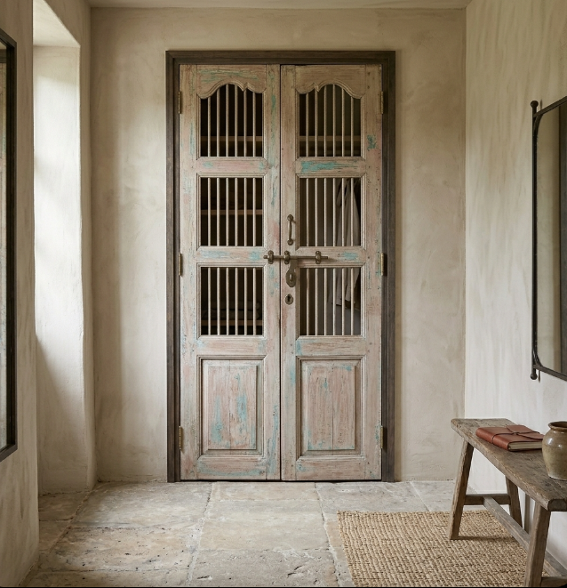 Anciennes portes sur socle