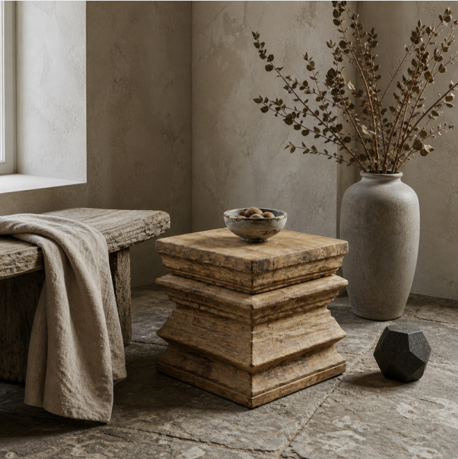 Bout de canapé ancien en bois – pièce unique