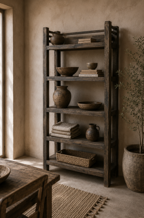 Étagère ancienne en bois foncé