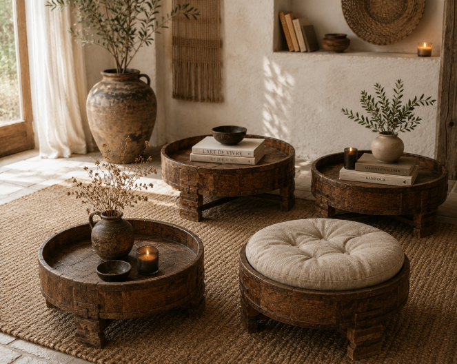 Petites tables basses anciennes rondes