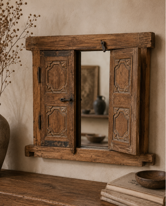 Miroir ancien en bois sculpté